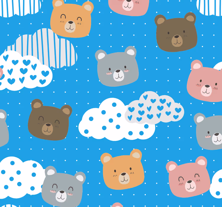 Karhupilvimaisemakuvio kissat tapetti - Tenstickers