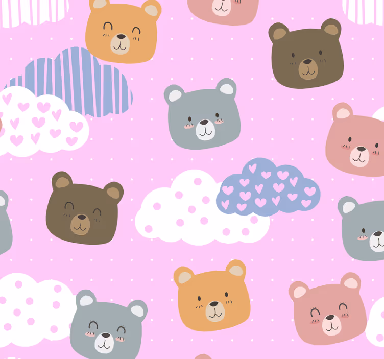 Pehmokarhukuvio vauvanhuoneen tapetti - Tenstickers