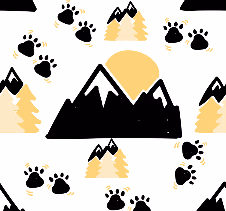 Vuoret ja koiran jäljet vauvanhuoneen tapetti - Tenstickers
