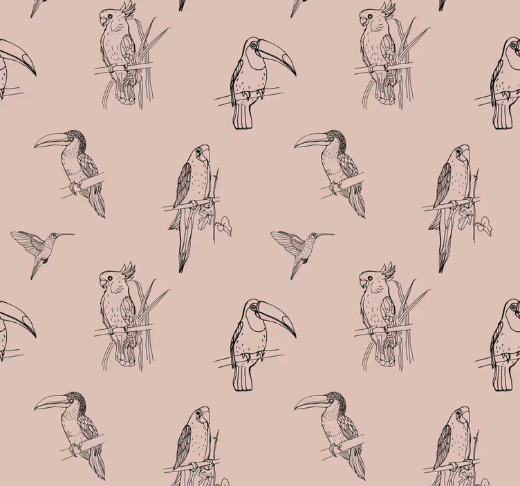 Avian luonnos motiivi lintu tapetti - Tenstickers