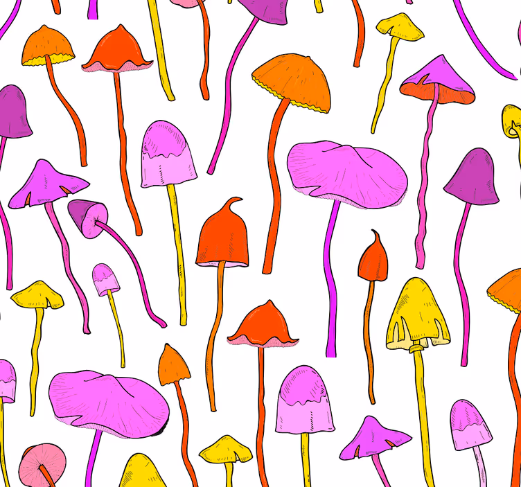 Makuhuoneen tapetti hauska sienikuvio - Tenstickers
