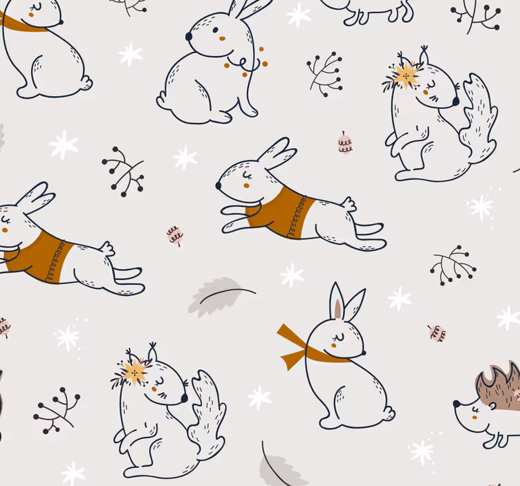 Leikkisä pupu-aihe eläintapetti - Tenstickers