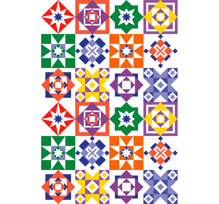 Monivärinen muotoilu laatta tapetti - Tenstickers
