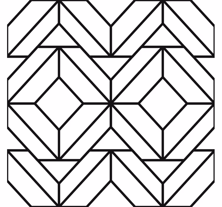 Mustavalkoinen geometrinen kuvio moderni tapetti - Tenstickers
