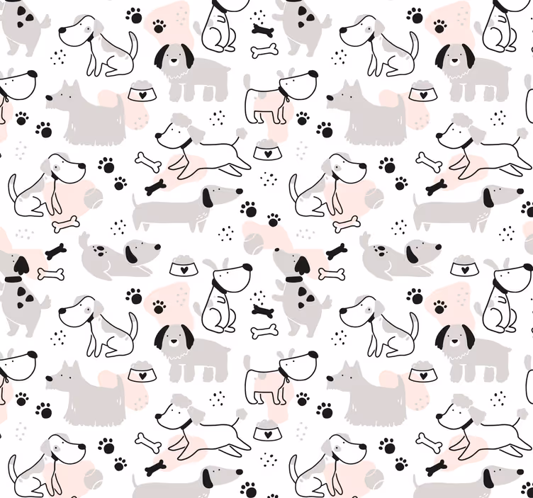 Harmaa koiran kuvio makuuhuoneen tapetti - Tenstickers