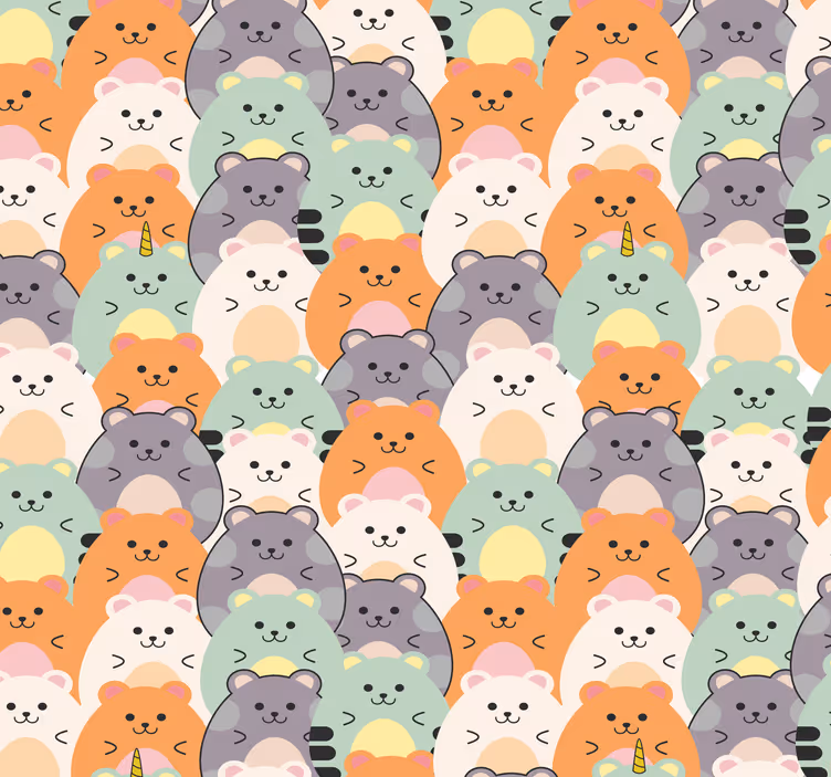 Moniväriset hamsterit syövät modernit tapetit - Tenstickers