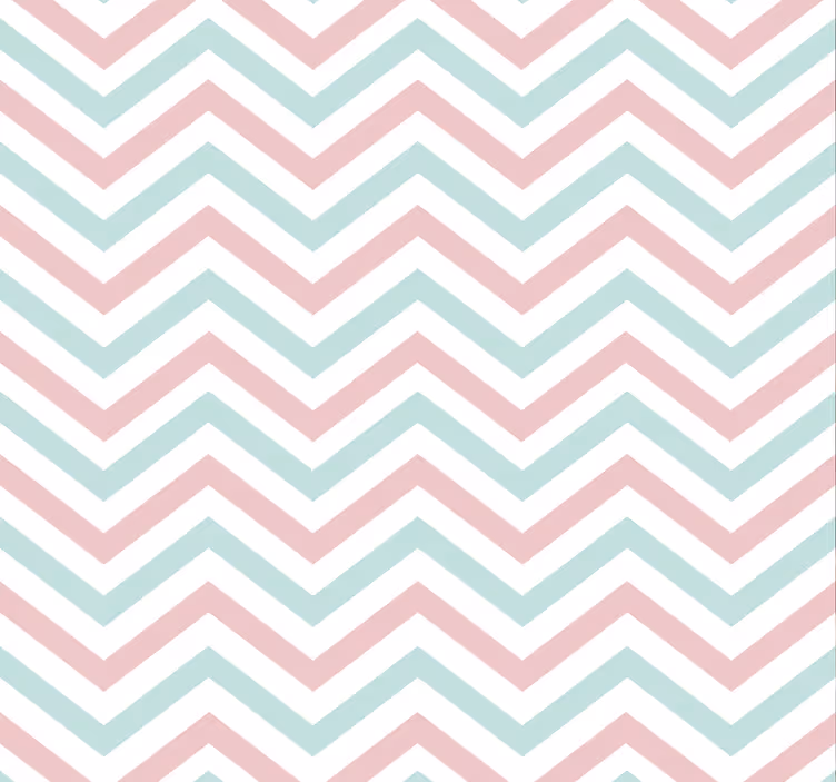 Värikkäät pastellisävyt zigzag olohuone tapetti - Tenstickers
