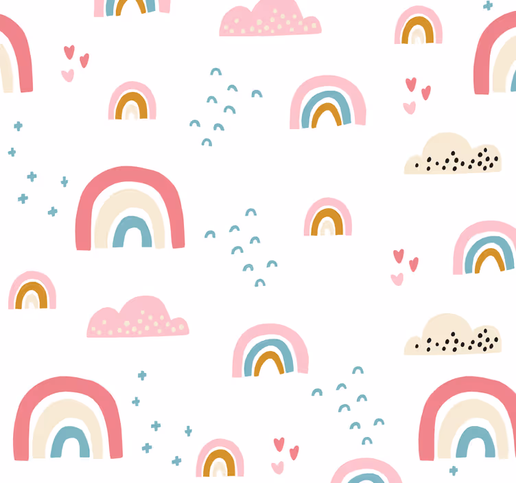 Pastelliväri sateenkaari kuvio makuuhuoneen tapetti - Tenstickers