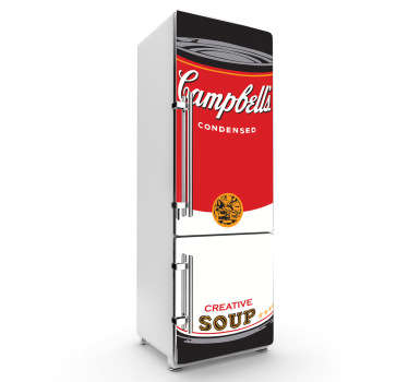 Campbellin keittojääkaapin tarra