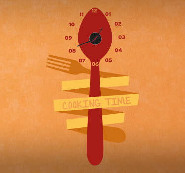 Haarukka & Lusikka Kello Sisustustarra