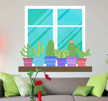 Koristeellinen ikkuna puutarhan luonto seinätarra