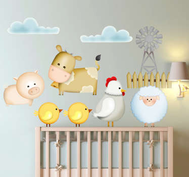 Lasten seinätarra maatilan eläimet