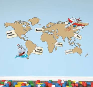 Maailmankartta Maanosat Tarra