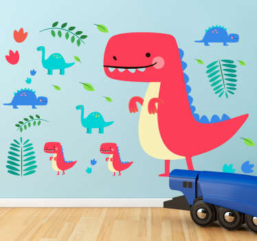 Punainen dinosaurukset kids seinä tarra