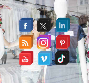 Sosiaalisen median kuutiot tarroja