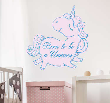 Teksti sisustustarra yksisarvinen