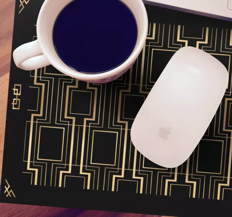 Geometrisia kultaisia viivoja kuvio hiirimatto - Tenstickers