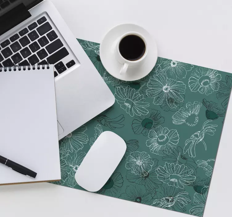 Käsi piirtää kukat kukka hiirimatto - Tenstickers