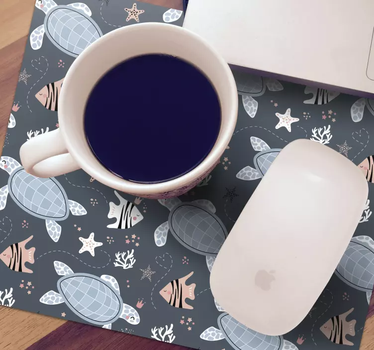 Kilpikonnia ja kaloja meren alla kuvio hiirimatto - Tenstickers