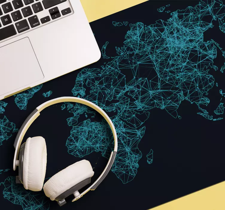 Upea sininen maailmakartta hiirimatto - Tenstickers