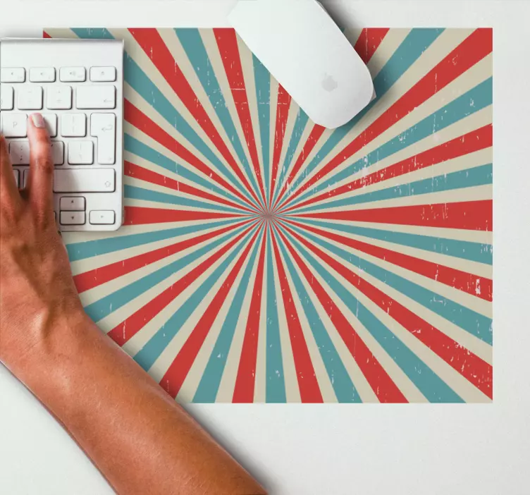 Sininen ja punainen retro esipesupyyhe kuvio hiirimatto - Tenstickers