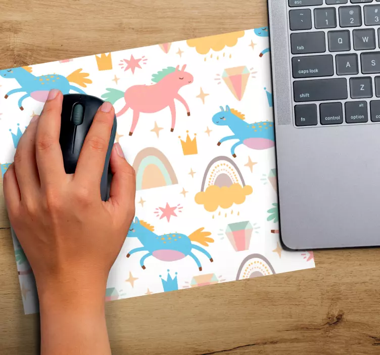 Söpö yksisarvinen sateenkaari -aihe Alkuperäinen hiirimatto - Tenstickers