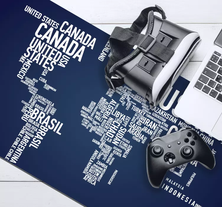 Hieno teksti maailmakartta hiirimatto - Tenstickers