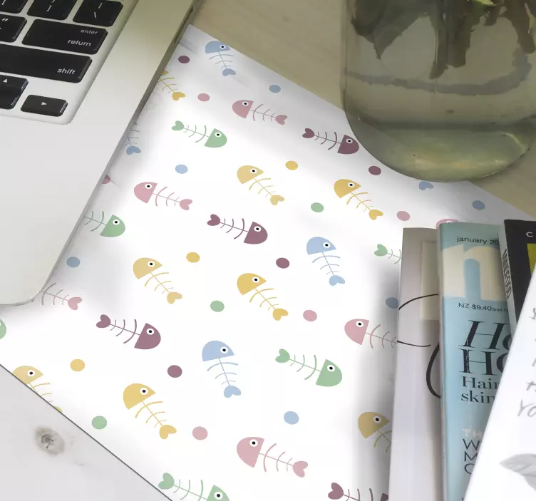 Värikkäät kalanruodot kuvio hiirimatto - Tenstickers