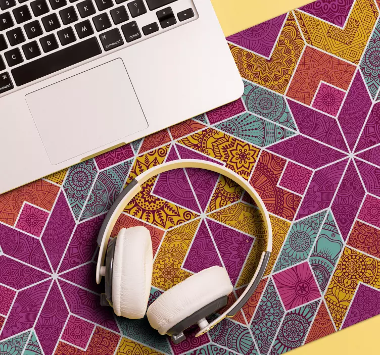 Hieno värikäs mosaiikki paisley hiirimatto - Tenstickers