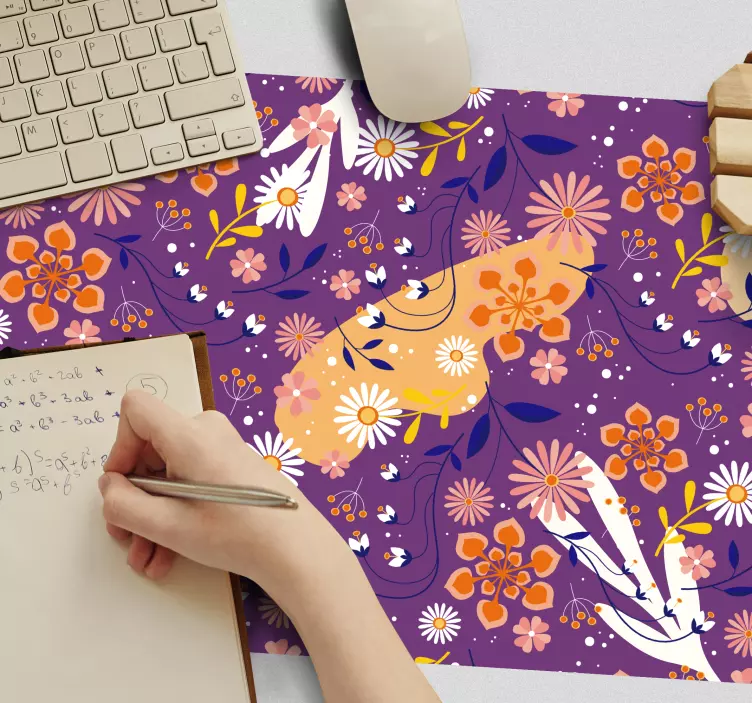 Violetti puutarha kuvio hiirimatto - Tenstickers