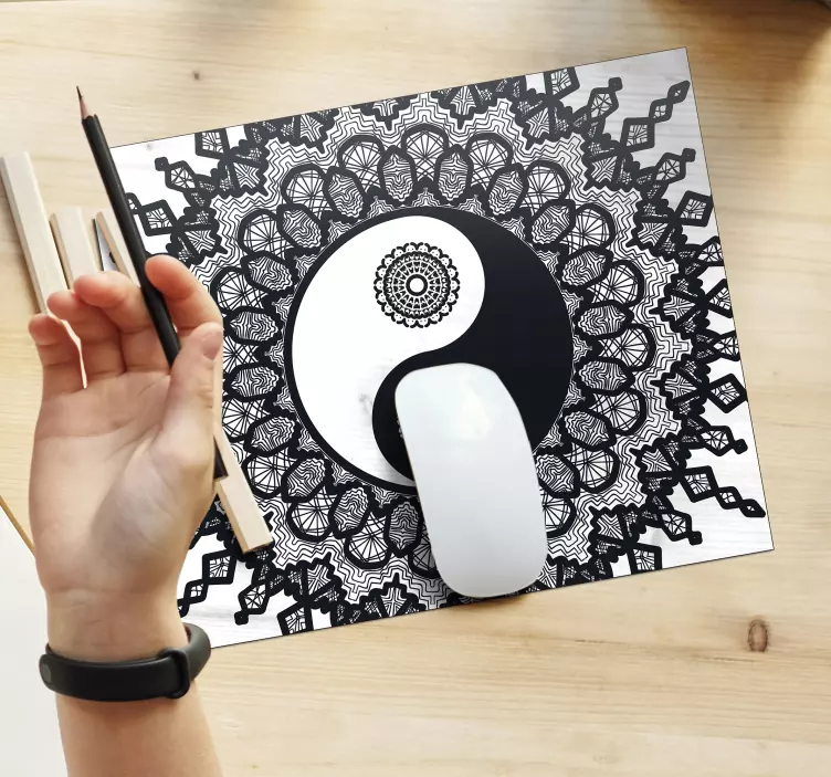 Kaunis ying yang paisley hiirimatto - Tenstickers