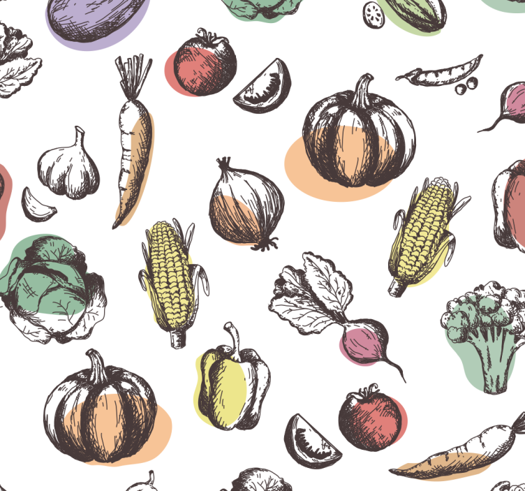 Ainesosien kuvio retrotyyliin rullaverho keittiöön - Tenstickers