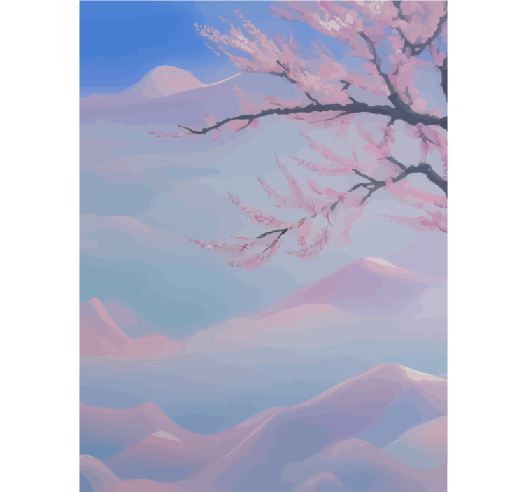 Zen kirsikkapuun kukkien oksa kylpyhuoneen rullaverho - Tenstickers