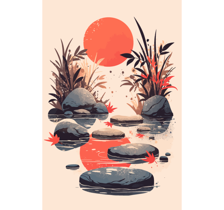 Inspiraatio japanilaiseen tyyliin kylpyhuoneen rullaverho - Tenstickers