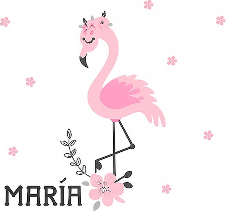 Vaaleanpunainen flamenco nimellä lapsen rullaverho - Tenstickers