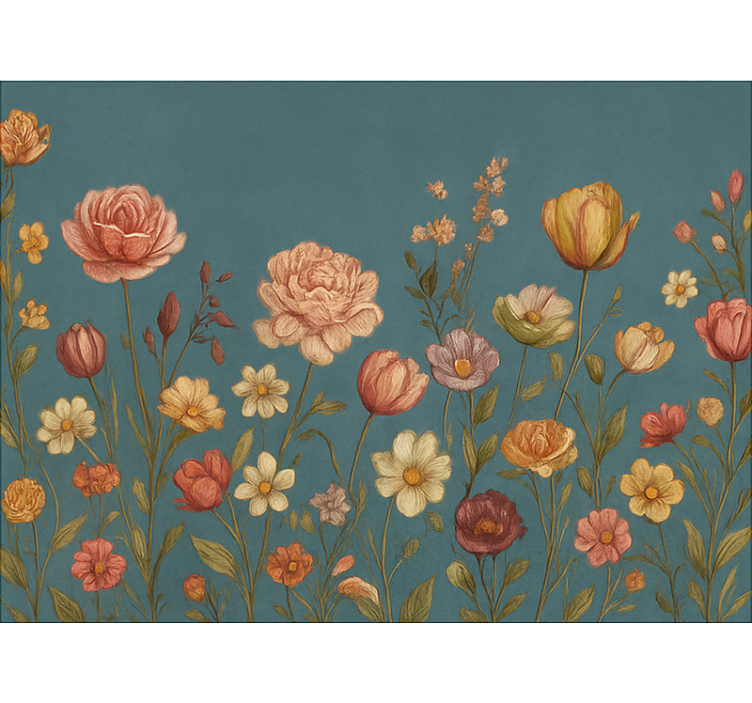 Maanläheinen kukkainen niitty makuuhuoneen rullaverho - Tenstickers