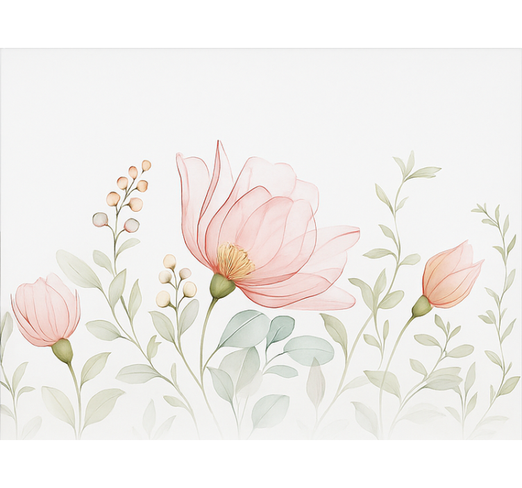 Abstrakteja läpikuultavia kukkia makuuhuoneen rullaverho - Tenstickers