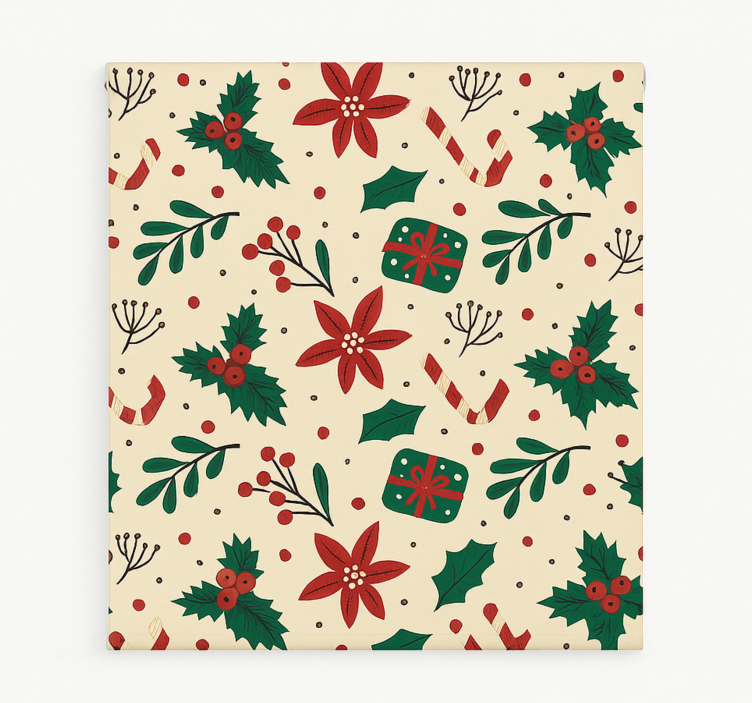 Punaisia koristeita metsässä olohuoneen rullaverho - Tenstickers