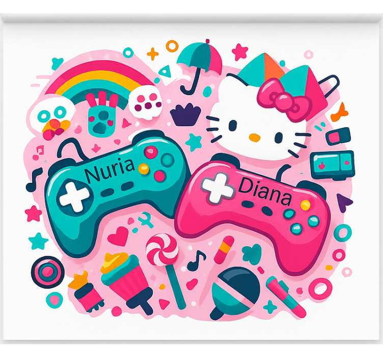 Mukautetut kitty-ohjaimet nörtti-tyylinen rullaverho - Tenstickers