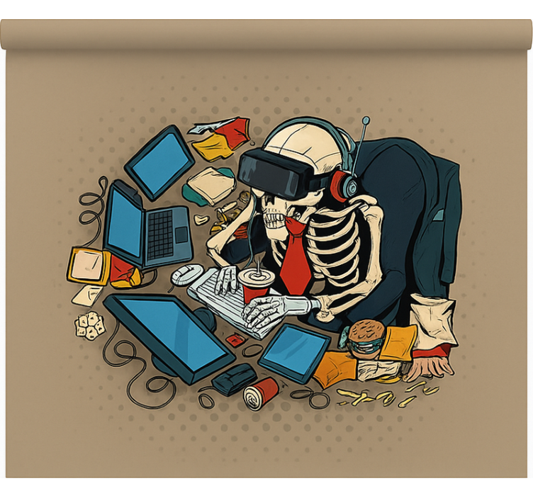 Luuranko retropelaaja nörtti-tyylinen rullaverho - Tenstickers