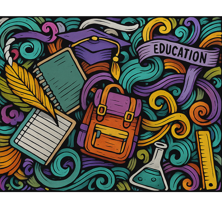 Värikkäitä abstrakteja esineitä teini-ikäisen rullaverho - Tenstickers