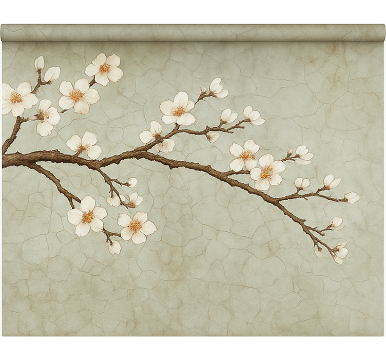 Kukkiva japanilainen puu ruokasalin rullaverho - Tenstickers