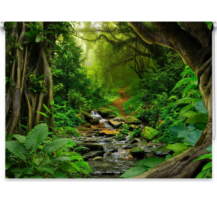 Tropiikin metsäkeidas puukuviollinen rullaverho - Tenstickers