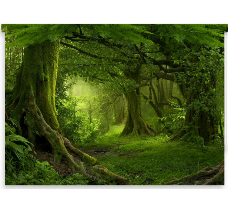 Vihreä metsäpakopaikka puukuviollinen rullaverho - Tenstickers