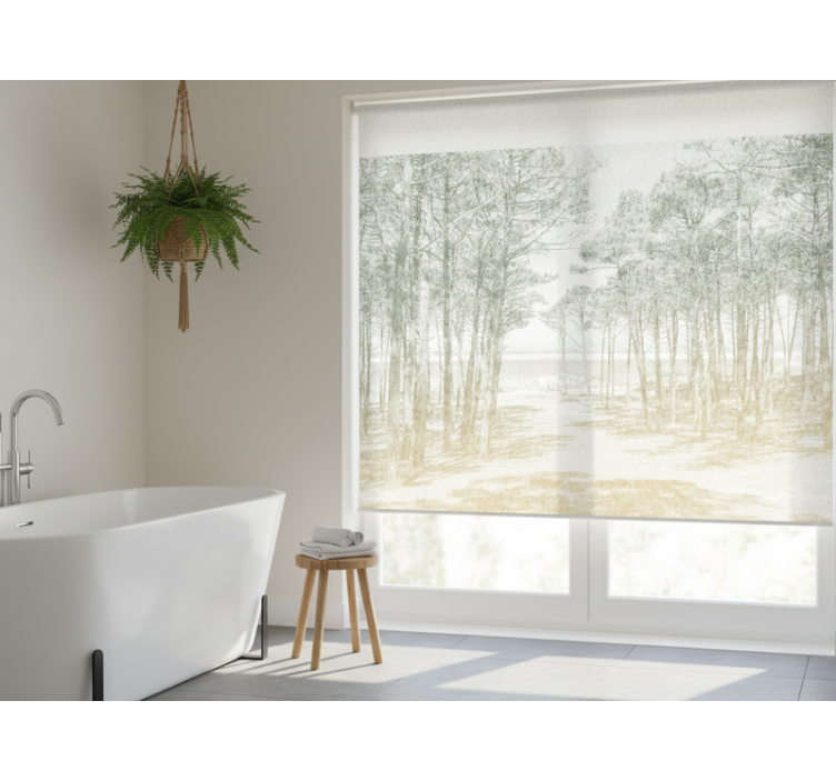 Vintage metsä rullaverho puukuviolla - Tenstickers