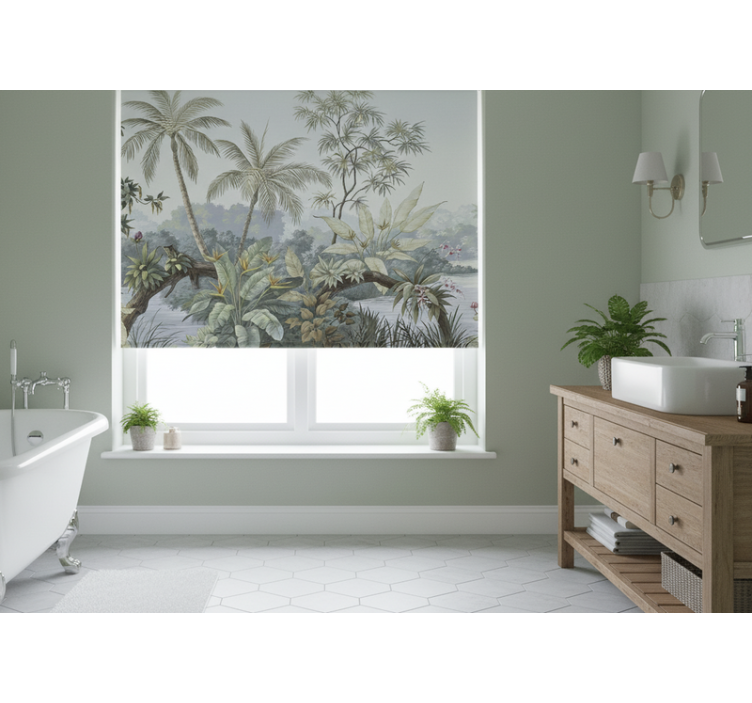 Trooppiset palmupuut olohuoneen rullaverho - Tenstickers