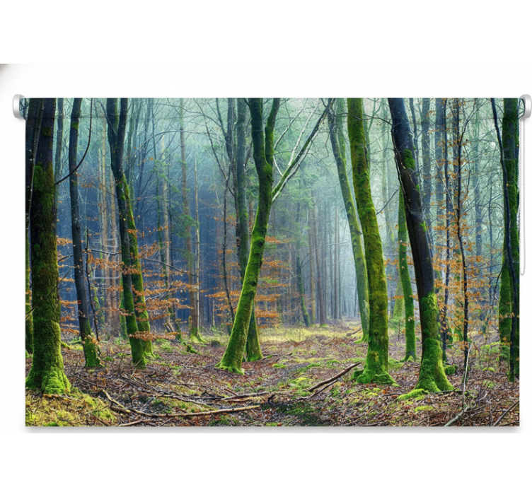 Sumuinen metsä japandi puukuviollinen rullaverho - Tenstickers