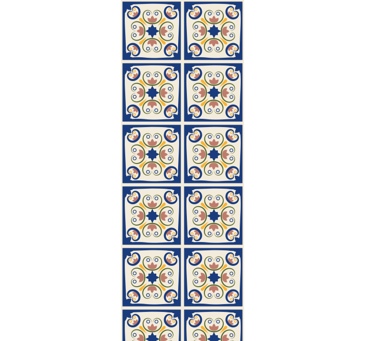 Rullaverho keittiöön pinkit kukat portugalilaisilla laatoilla - Tenstickers