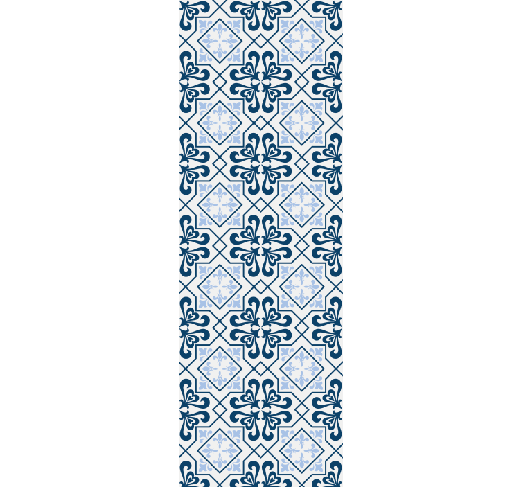 Rullaverho keittiöön sinisellä portugalilaisella laatalla - Tenstickers