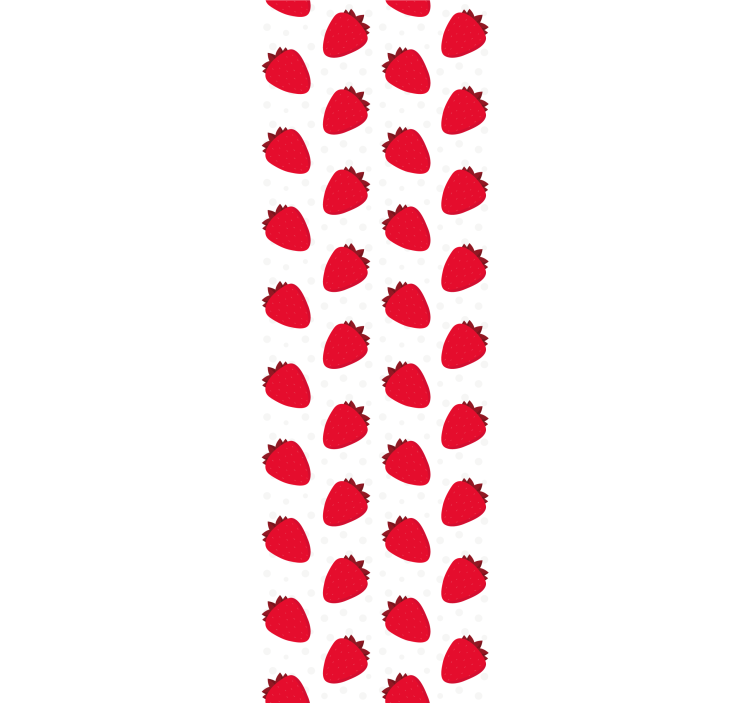 Punainen mansikkakuosi valkoisella ruokasalin rullaverho - Tenstickers